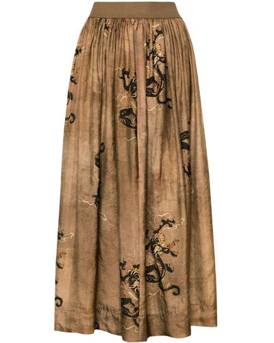 Uma Wang Gillian Dragon-print Skirt - Natural