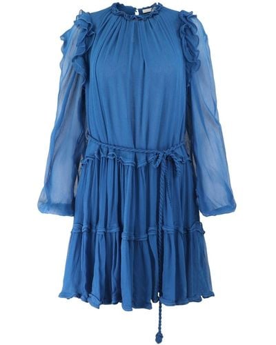 Ulla Johnson Gaelle Ruffle-detailing Dress - Blue