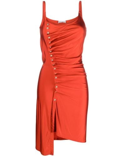 Rabanne Vestido con panel drapeado - Rojo