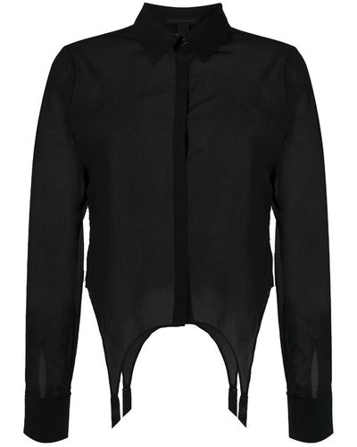 Kiki de Montparnasse Chemise en résille à détail de jarretière - Noir