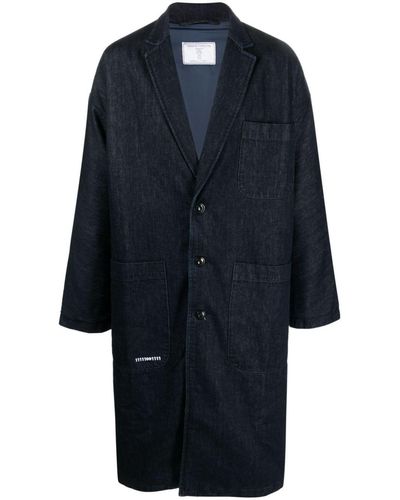 Societe Anonyme Manteau en jean à simple boutonnage - Bleu