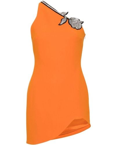 David Koma Floral-appliqué Mini Dress - Orange