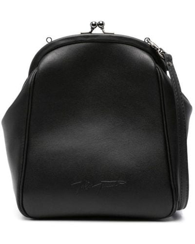 discord Yohji Yamamoto Discord Leather Shoulder Bag - Black