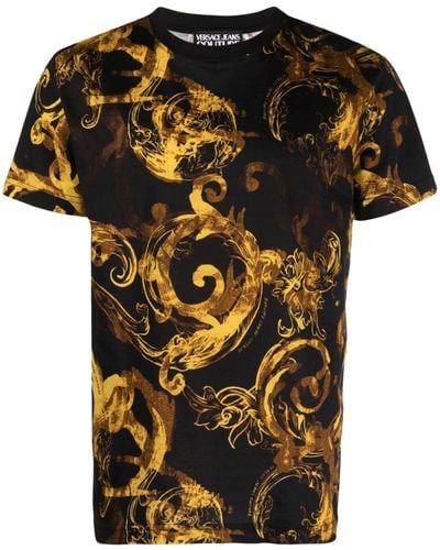 Versace Watercolour Couture-print T-shirt - Men's - Cotton - Black