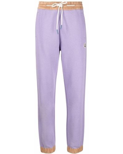 Moncler Pantalon de jogging à bords contrastants - Violet