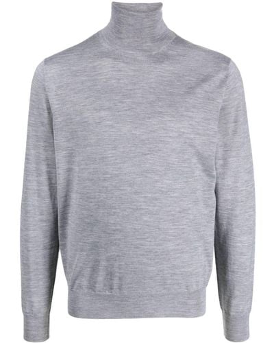 Canali Mélange-knit Roll-neck Jumper - Grey