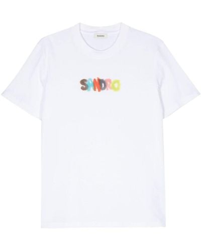 Sandro Logo-print Jersey T-shirt - White