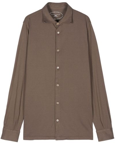 Fedeli Jersey Cotton Shirt - Brown
