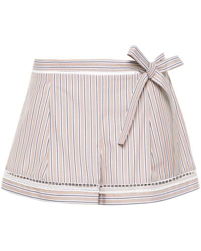 Alberta Ferretti Tied Striped Shorts - Pink
