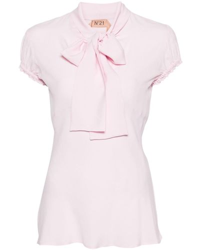 N°21 Crepe Short-sleeved Blouse - Pink