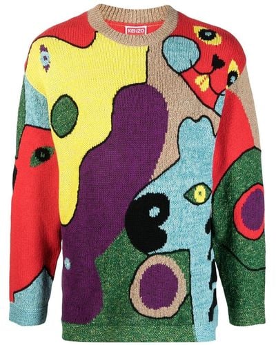 KENZO Multicolor Knitted Sweater - Red
