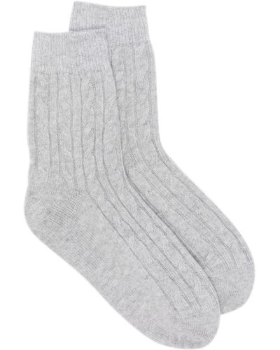 Eleventy Cable-knit Socks - White