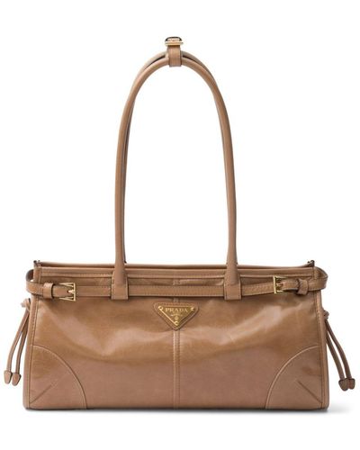 Prada Leren Handtas - Naturel