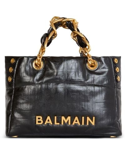 Balmain Small 1945 Soft Leather Tote Bag - Black