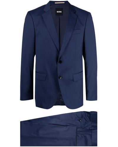 BOSS Peak-lapels Single-breasted Suit - Blue