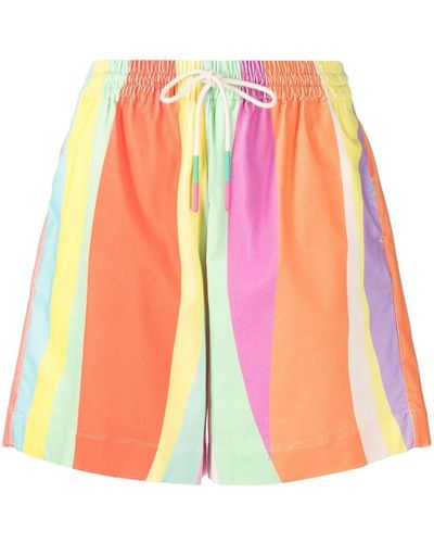 Mira Mikati Stripe-print Drawstring-waist Short Shorts - Multicolour