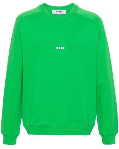 MSGM Logo-print Cotton Sweatshirt - Green