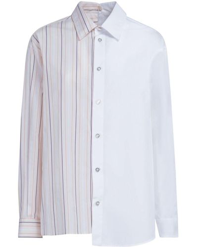 Marni Asymmetric Striped-pattern Shirt - Blue