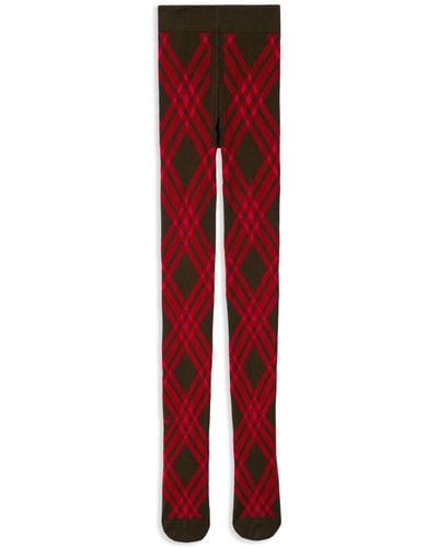 Burberry Check-pattern Tights - Red