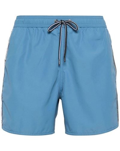 Emporio Armani Logo-trim Swim Shorts - Blue