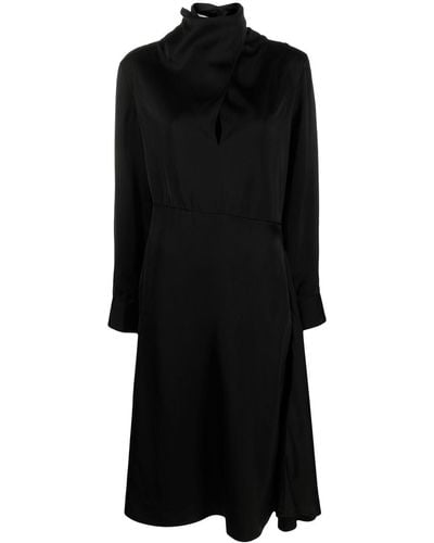 Jil Sander Robe évasée à manches longues - Noir