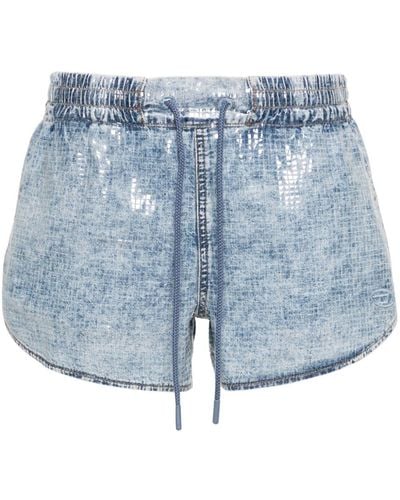 DIESEL Sunny Check-pattern Denim Shorts - Blue