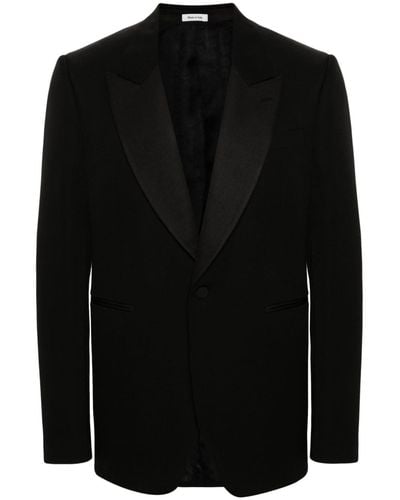 Alexander McQueen Blazer en laine à simple boutonnage - Noir