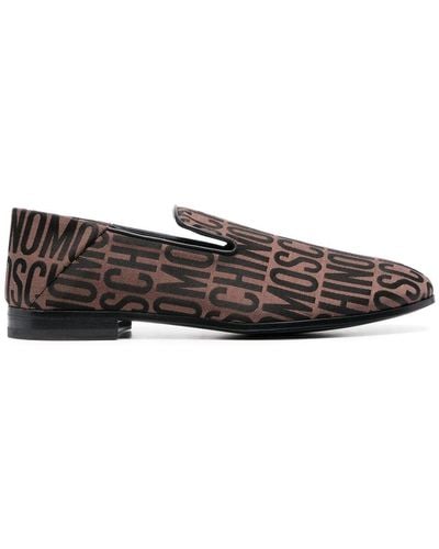 Moschino Logo-jacquard 20mm Loafers - Brown