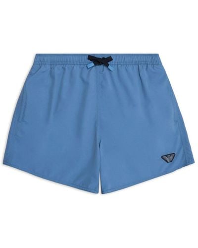 Emporio Armani Logo-appliqué Drawstring Swim Shorts - Blue