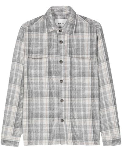 NN07 Frode Check-pattern Overshirt - Gray