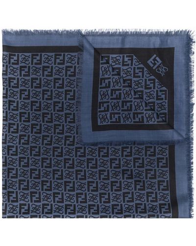 Fendi Schal mit Monogramm-Print - Blau