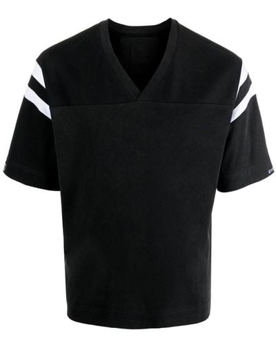 Givenchy Panelled V-neck Cotton T-shirt - Black