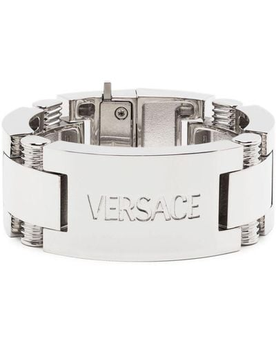 Versace Logo-engraved Metal Bracelet - White