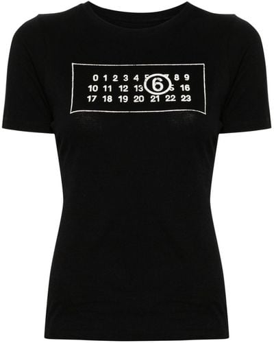 MM6 by Maison Martin Margiela Numbers-motif Cotton T-shirt - Black