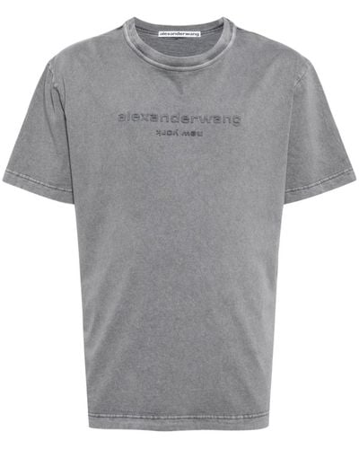 Alexander Wang T-shirt en coton à logo embossé - Gris