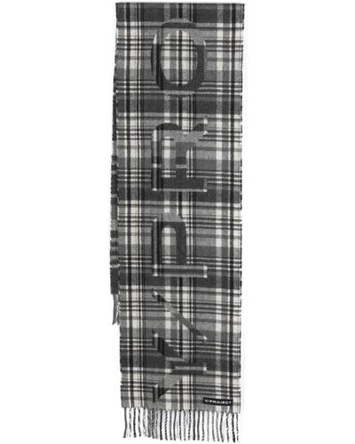 Y. Project Plaid-check Pattern Fringed Scarf - Gray