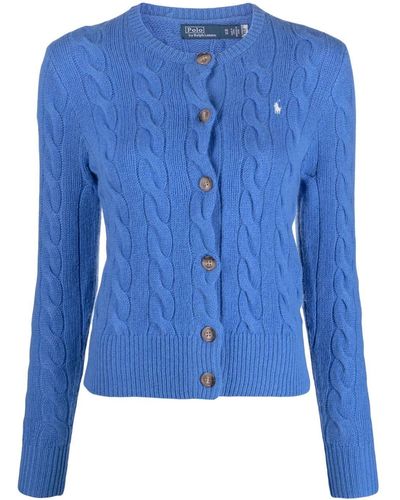 Polo Ralph Lauren Cable-knit Wool-cashmere Cardigan - Blue