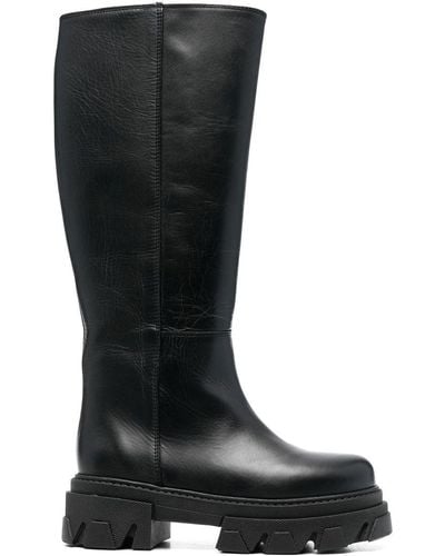 Alohas Katiuska Leather Knee-length Boot - Black