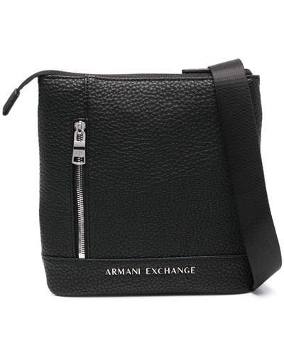 Armani Exchange Sacoche à plaque logo - Noir