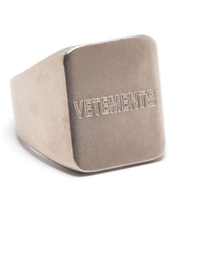 Vetements Logo Square Signet Ring - Grey