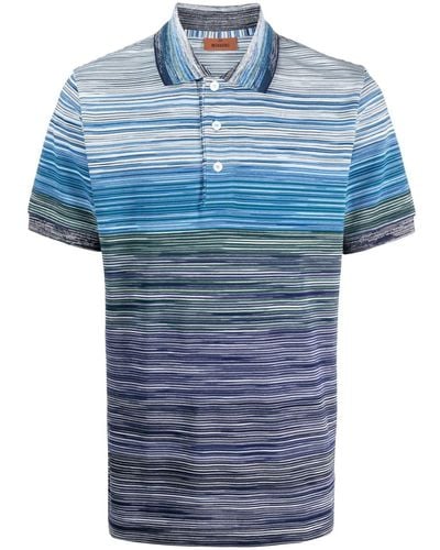 Missoni Stripe-pattern Cotton Polo Shirt - Blue