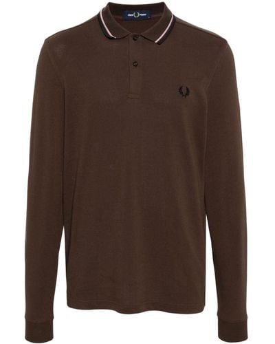 Fred Perry Logo-embroidered Cotton Polo Shirt - Brown