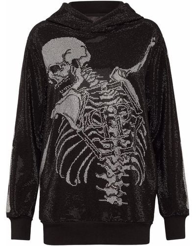 Philipp Plein Rhinestone-embellished Skeleton Hoodie - Black