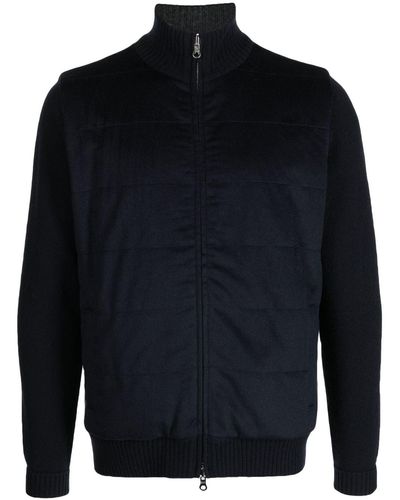 N.Peal Cashmere Quilted Zip-up Cashmere Jacket - Blue