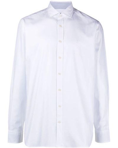 Hackett Logo-embroidered Crepe Cotton Shirt - White