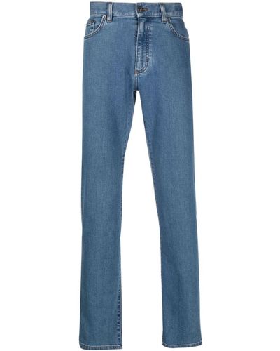 Zegna Halbhohe Straight-Leg-Jeans - Blau