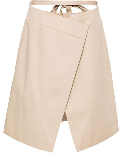 Patou Wrap-design Cotton Skirt - Natural