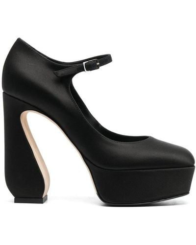 SI ROSSI Sculpted-heel Mary Jane Pumps - Black