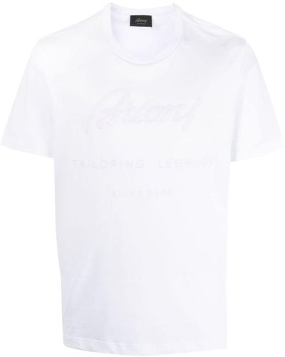 Brioni Logo-appliqué Cotton T-shirt - White