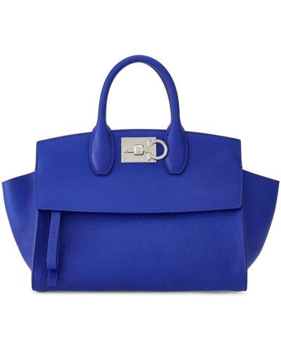 Ferragamo Studio Soft Leather Tote Bag - Blue